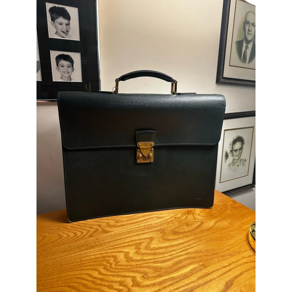 Louis Vuitton Dark Green Taiga Leather Briefcase